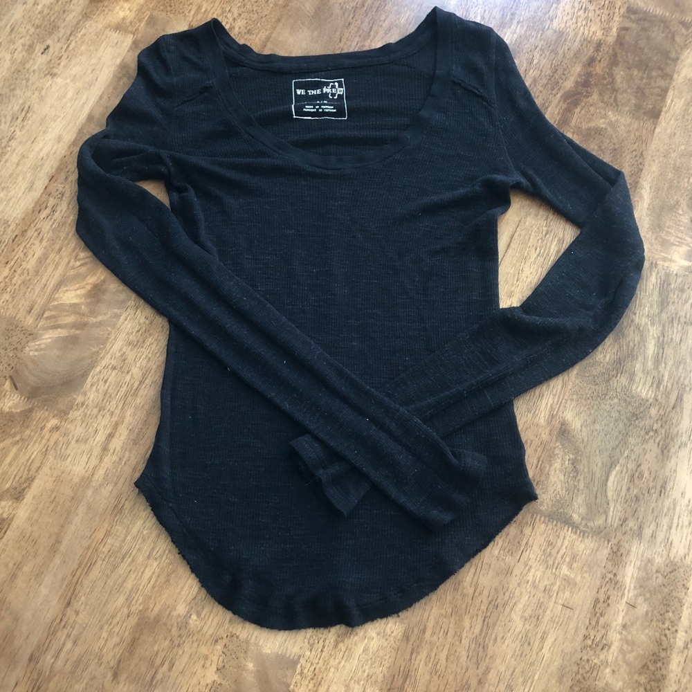 Free People black long sleeve top